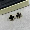 High Quality Four-leaf Clover Earring Buckle White Mother-of-pearl Earrings Red Chalcedony Black Agate Earrings
