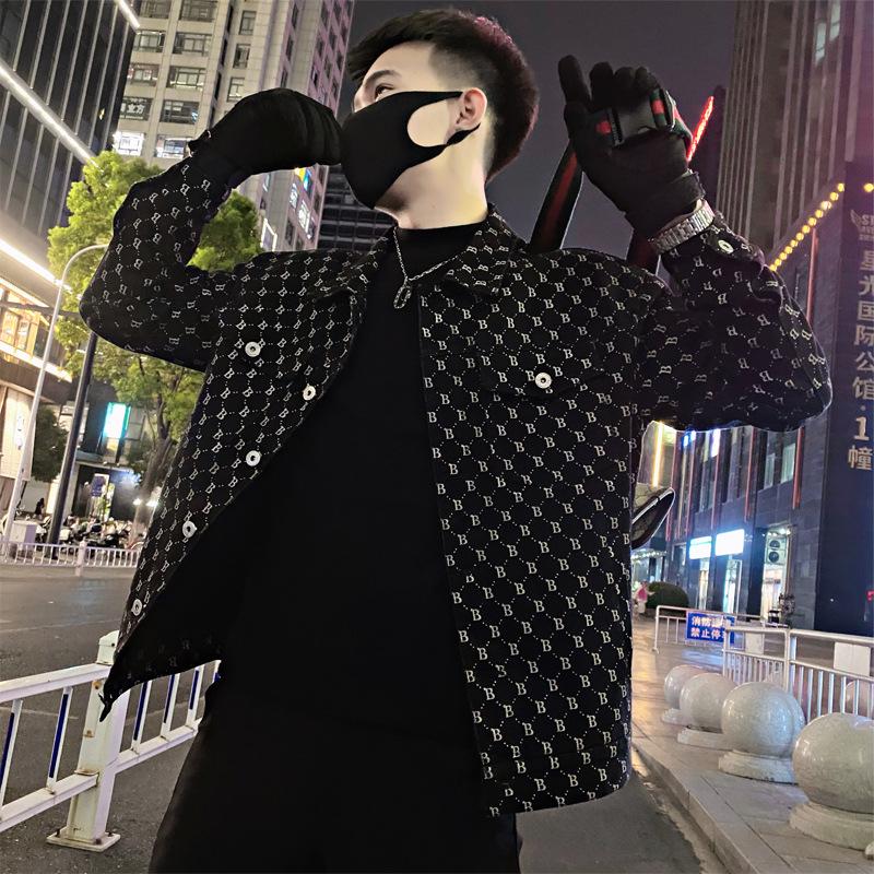 

Осенняя приталенная мужская куртка в цветочном корейском стиле - Модная молодежная уличная одежда L