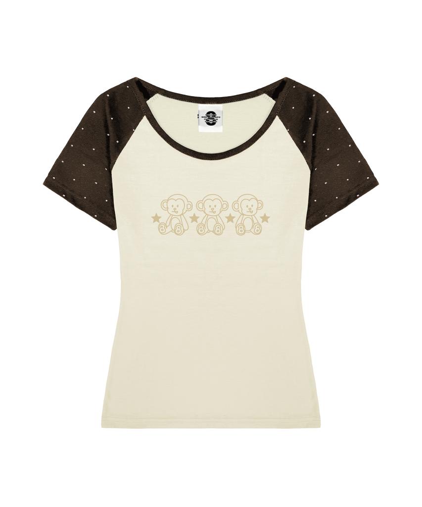 PRIMATE Trio U-Neck Polka Dot Raglan Slim Fit Short Sleeve T-Shirt 4 Colors
