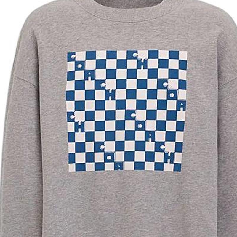 Coach Ss24 Checkered Crew Neck Pullover Long Sleeve Sweatshirt Men sweatshirt Light-Gray CO828-LEB