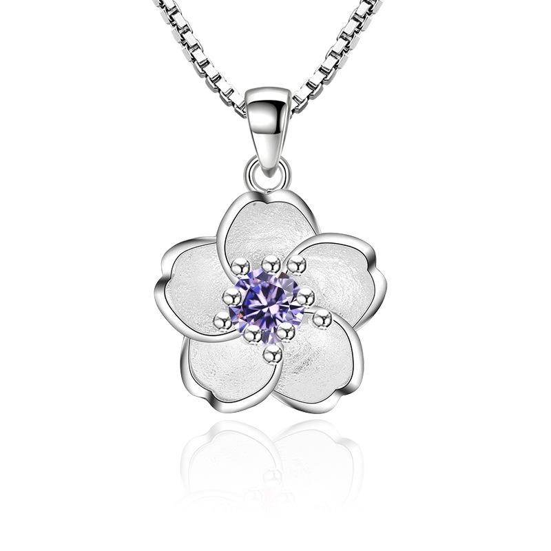

1PC Sterling Peach Blossom Necklaces For Women Luxury Designer Jewelry Accessories Jewellery фіолетовий