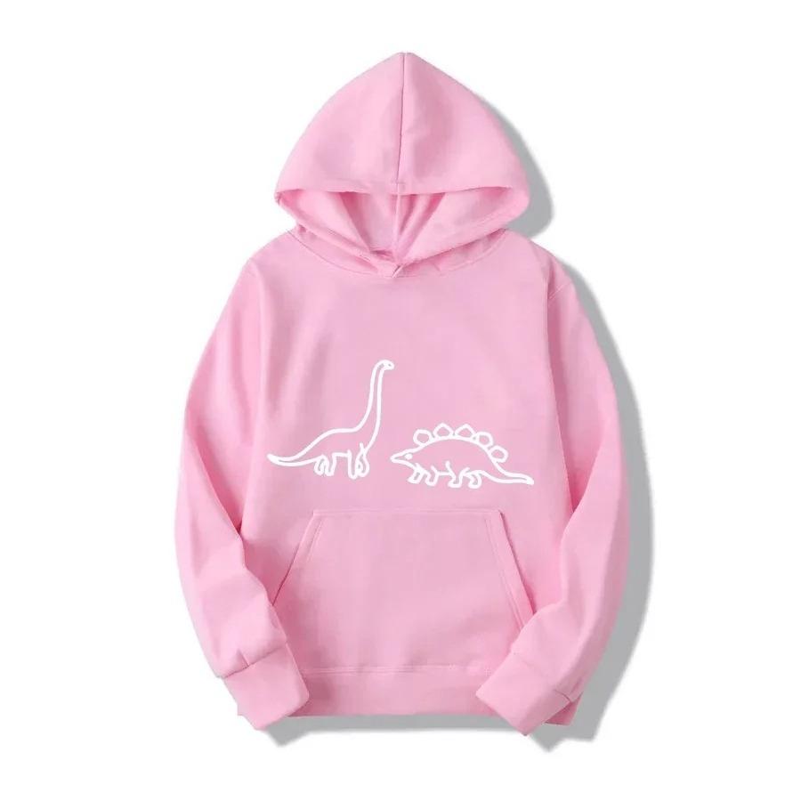Autumn Winter New Women's Dinosaur Printed Fashion Casual Hoodie Outdoor Sports Simple Loose Comfortable Selection Stylish Top