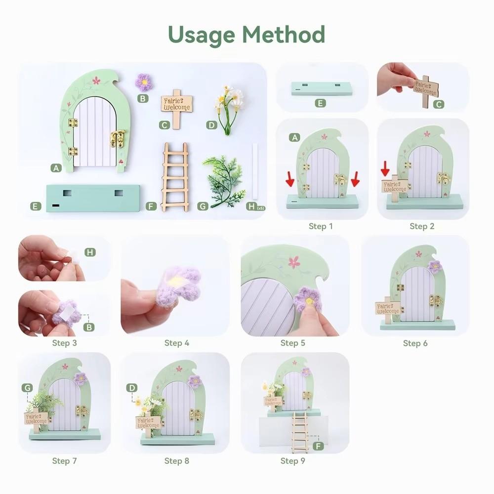Cartoon Simulation Fairy Door Mini Craft Ornaments Dollhouse Elf Door Room Wall Decor Fairytale-Style Home Decor