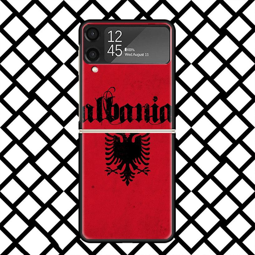Albania Flag Phone Case For Samsung Z Flip 7 6 5 4 3 Galaxy ZFLIP7 ZFlip6 5G Flip5 Flip4 Flip3 5g Black Hard Cover