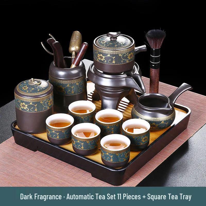 Automatic Ceramic Kung Fu Tea Set for Home: Teapot, Cups, Canister, Tray