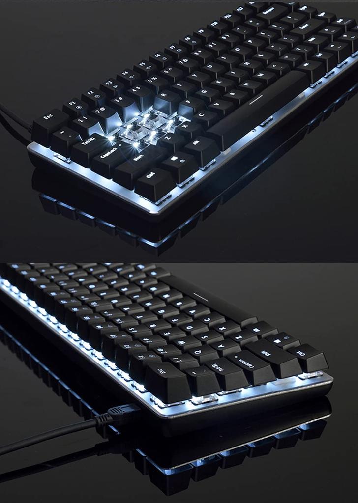 Ajazz AK33 Gaming Keyboard, 82 Keys, Anti-Collision, Waterproof, Mechanical Keyboard for DesktopLaptops, Wired, 18 Backlights, Detachable USB Cable