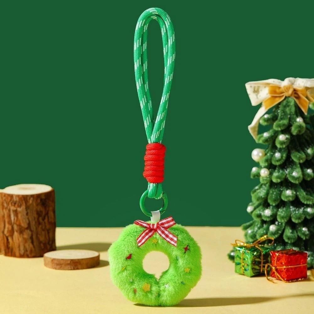 Polyester Christmas Keychain Santa Claus Plush Keyring New Key Pendant  Decoration