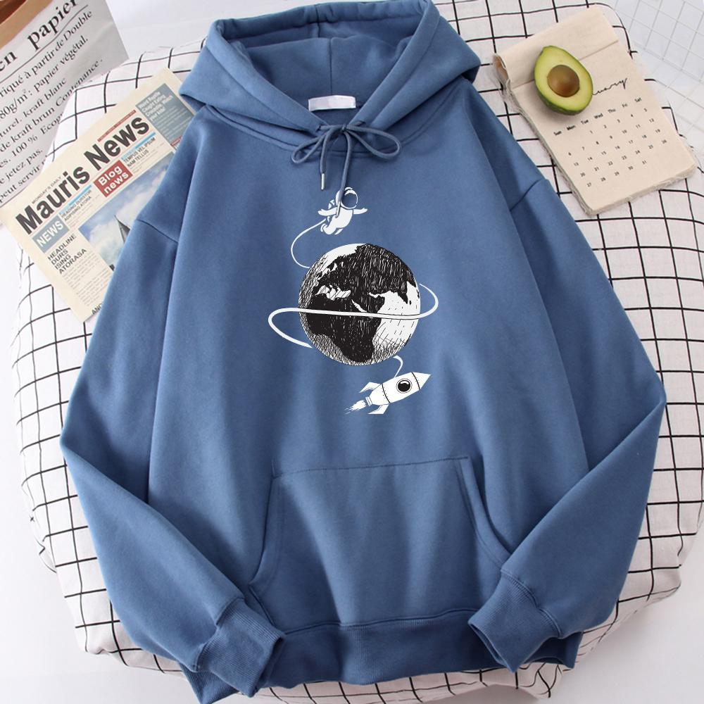 Astronaut Spaceship Lunar Surface Print Hoodie For Men Street Fleece Hoody Hipster S-Xxl Sweatshirt Hip Hop Quality Tracksuit