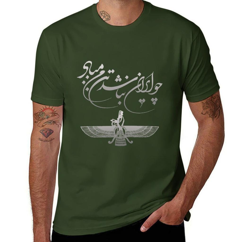 Ferdowsi and Faravahar (symbols of Persia) T-Shirt Sublime Korean Fashion Heavyweights Tops Big and Tall T Shirts for Men