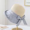 Women's Summer Wide Brim Bucket Hat Bow-Knot Patchwork Fisherman Style Beach Accessory
