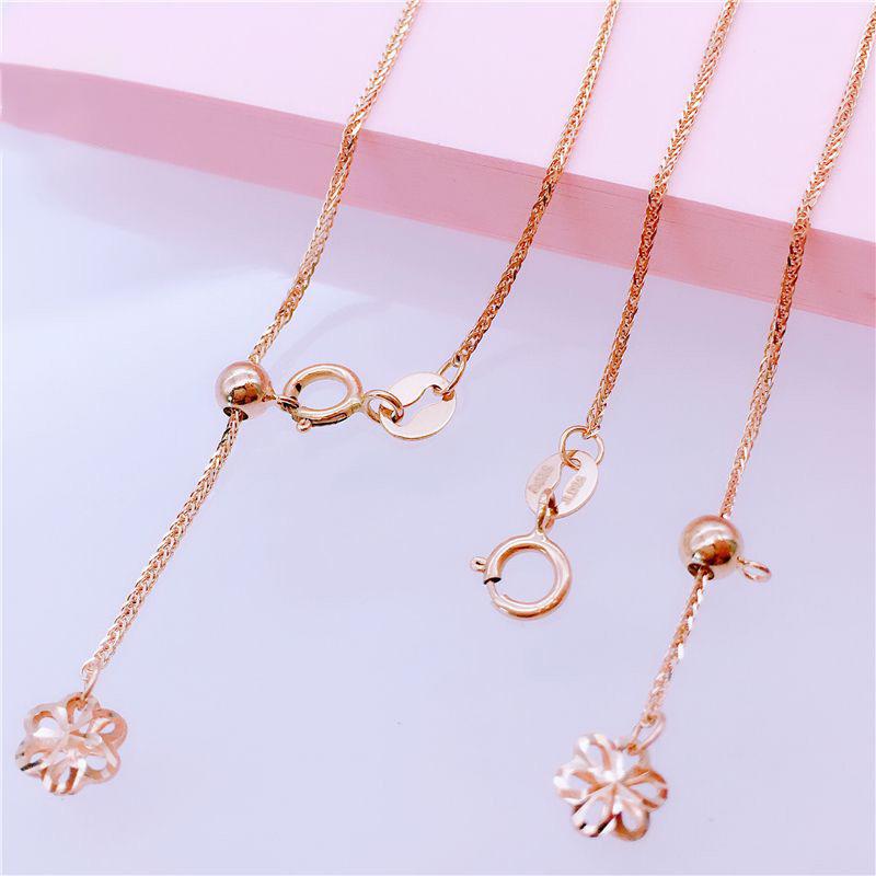 Rose-Plated Pure 585 Purple Gold Bracelet For Women, Japan And Korea Hollowed-Out Shiny Gold Flower Jewelry