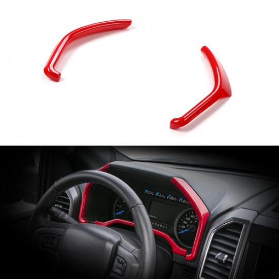 2pcs Car Dashboard trument Box Side Trim Decor Strips For Ford F150 2015+ Red