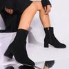Large size side zipper suede fashion boots autumn and winter new mid-heel round head going out versatile women's boots