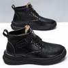 Winter Warm Men's Martin BootsGradient Rubber-soled Leather BootsHigh-top Soft Sole Stylish Fleece Men's Shoes