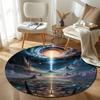 Luxury Round Halloween Multicolor Rug Pad, Non-Slip Floor Mat for Family Room