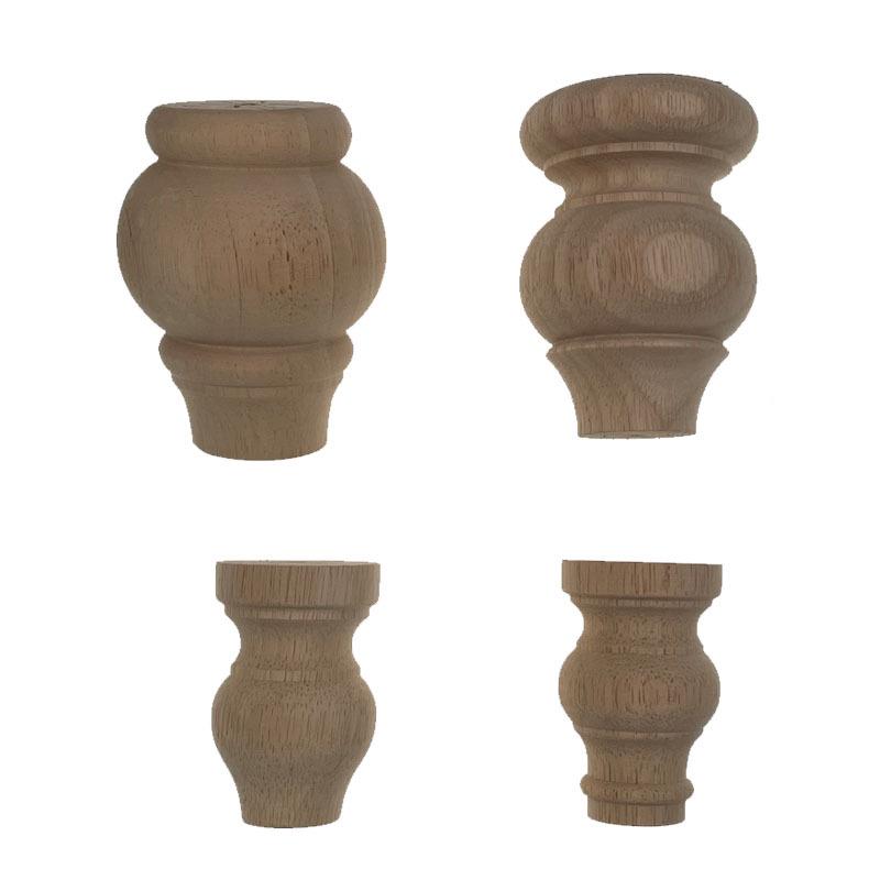 Nordic American Style Solid Wood Cabinet & Sofa Legs - Round Ball & Cylindrical Design