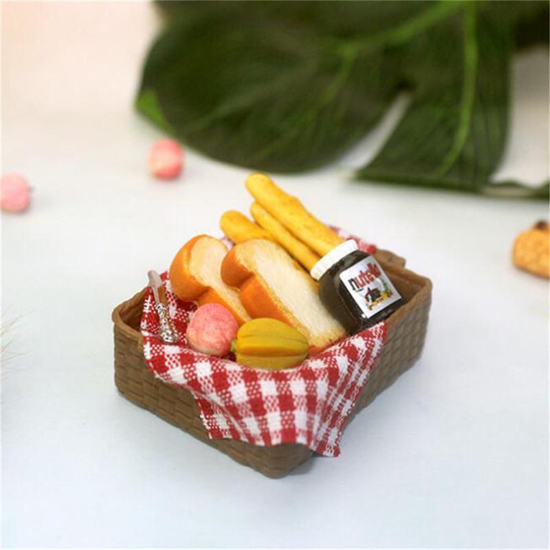 1:12 Dollhouse Miniature Breakfast Set Bread Basket Doll House Food Accessories