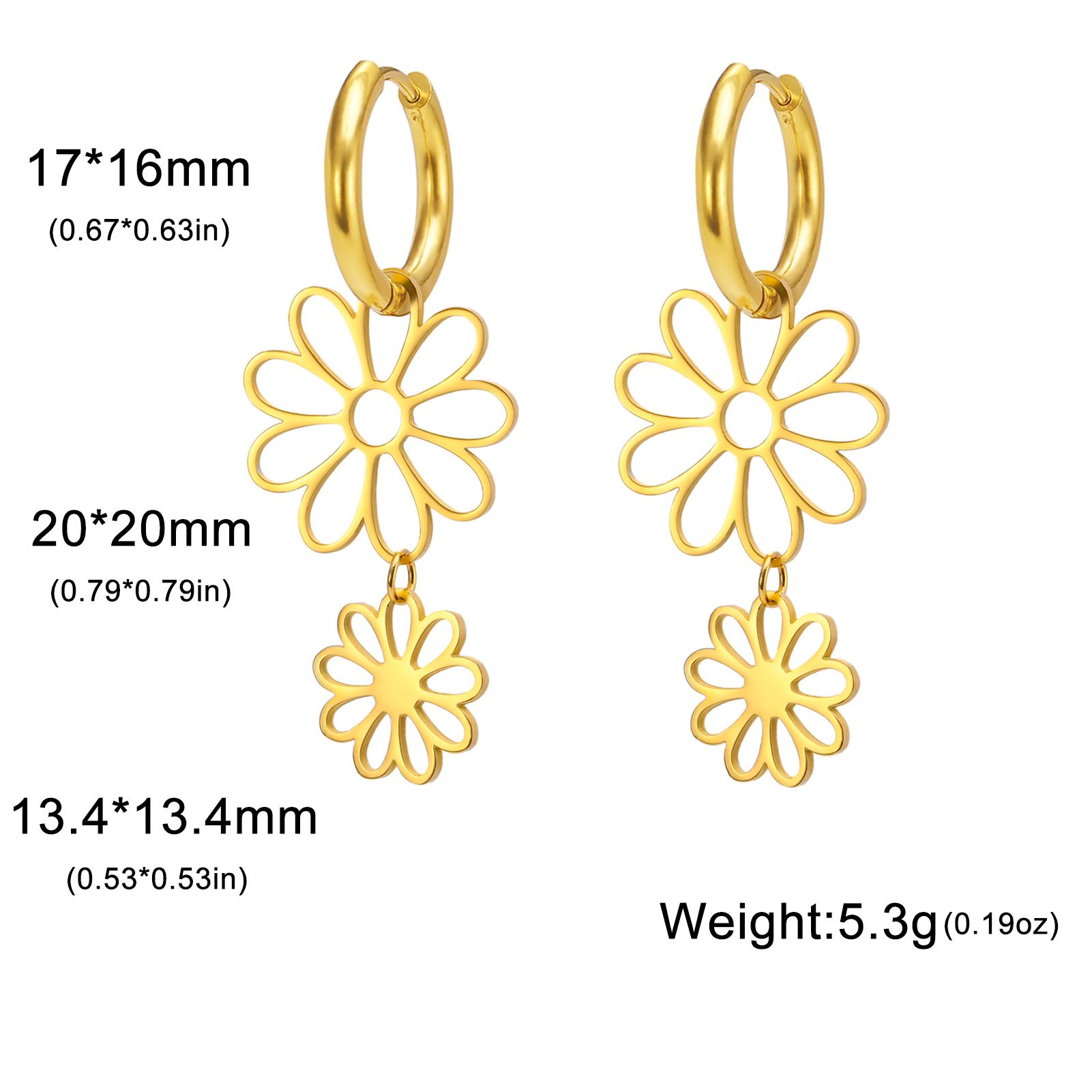 

Hollow Solid Nine petal Flower Pendant Stainless Steel Earrings For Women s Fashion Hoop Bohemian Birthday Gift Jewelry