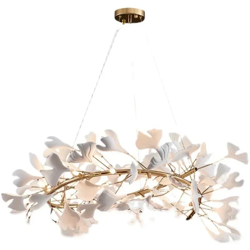 Modern creative LED porcelain ginkgo Chandeliers hotel living room home decoration lamp Nordic restaurant art island Chandeliers