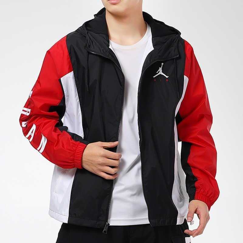 Jordan Windbreaker Casual Sports Splicing Hooded Training Logo Woven Jacket Men Outerwear Black DQ8642-010