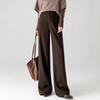 Elegant High-Waisted Wool Wide-Leg Pants for Women - Winter 2025 Style, Thickened A-Line, Casual and Loose Fit