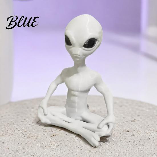 Alien Figurine 3D Printed Model Funny Yoga Zen Statue for Creative Desktop Ornament Room Meditation Space Living Office Decor Gift Sci-Fi