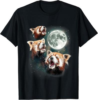 Three Red Panda Moon 3 Moon Forest Bamboo Howling Bear TShirt Unisex T-Shirt