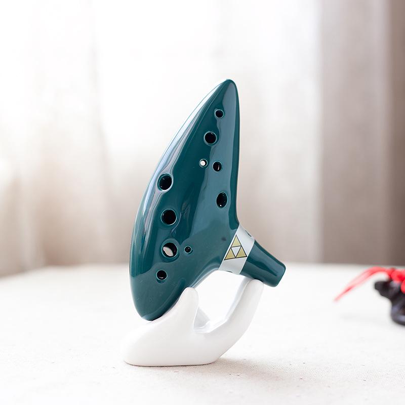 Dark Green 12-Hole Alto C Key Zelda Ocarina with Excellent Intonation and Tone