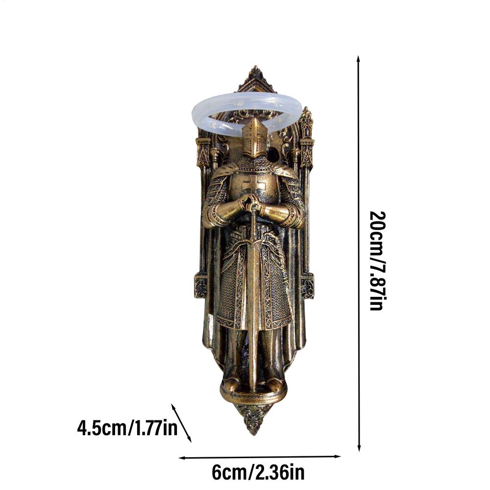 Knight Wall Lamp Vintage Resin LED Wall Sconce Medieval Gothic Guardian Angel Decorative Wall Art for Bedroom Living