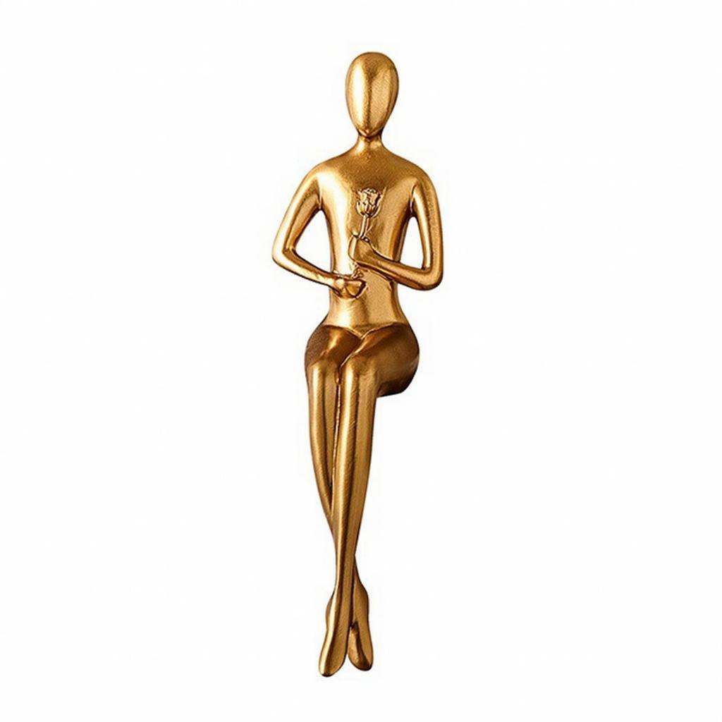 Metal-Finish Abstract Human Statue Minimalist Sculptures Contemporary Figurines