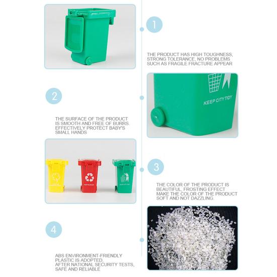 3Pcs Trash Can Toy Bright-colored Portable ABS Kids Garbage Truck's Trash Cans Toy Shooting Props