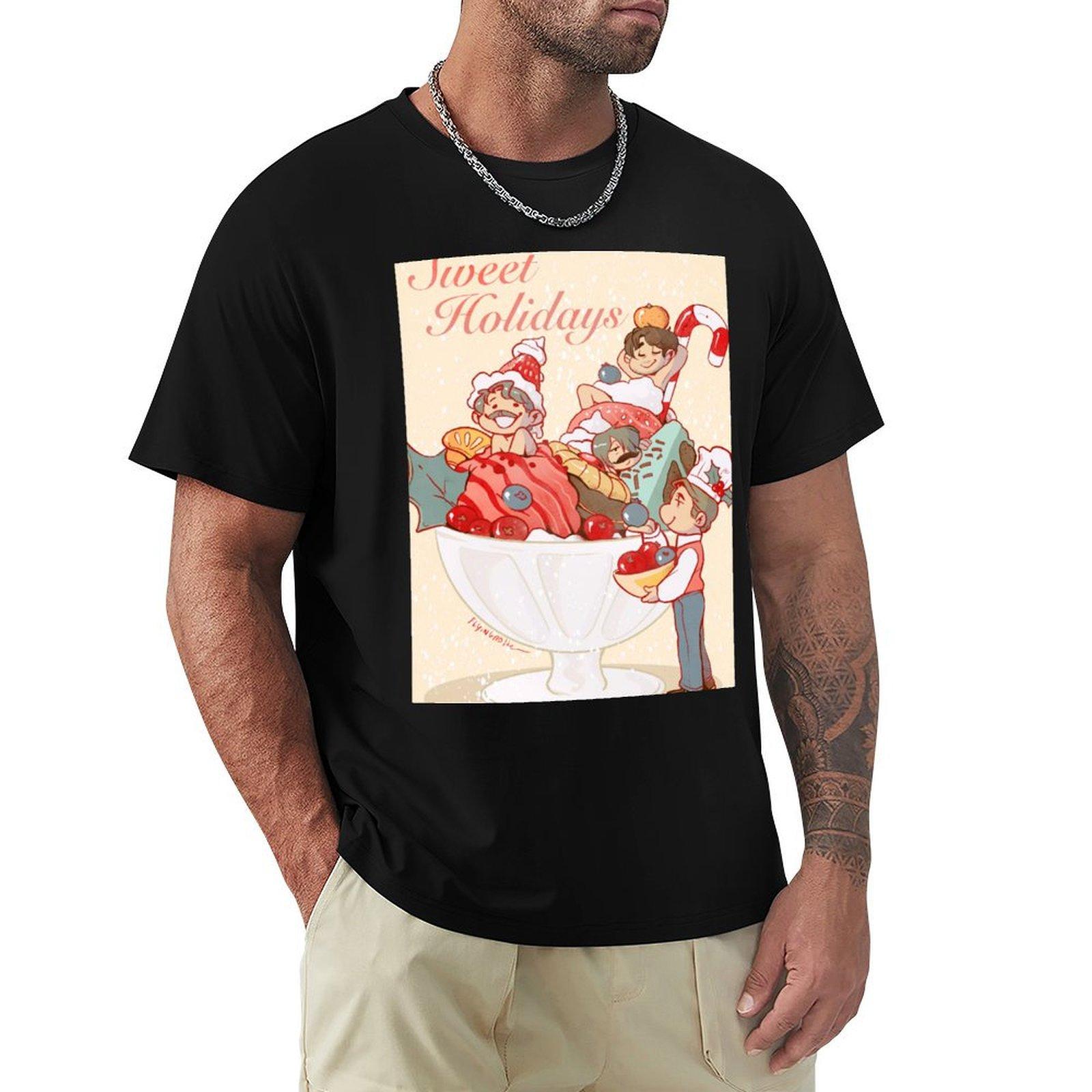 

Sweet Holidays T-Shirt Tops Oversized Heavyweights Mens Cotton T Shirts 4XL зелений