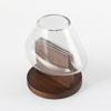 Solid Wood Base Glass Vase Abstract Fluid Separate Transparent Hydroponics Terrarium Flowerpot Home Decoration Accessories