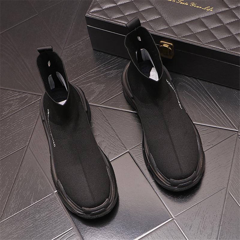 Autumn Men Sock Shoes Stretch Fabric Shoes Slip-On Over The Casual Shoes Men Pumps for 2024 Walking Flat Short Boots