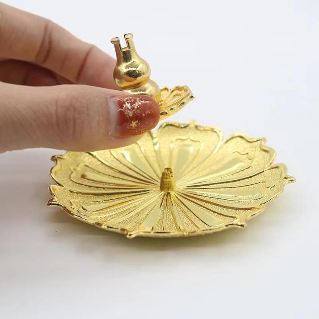 Incense Burner-Brass Lotus Stick Incense Holder,Detachable Incense Ash Catcher