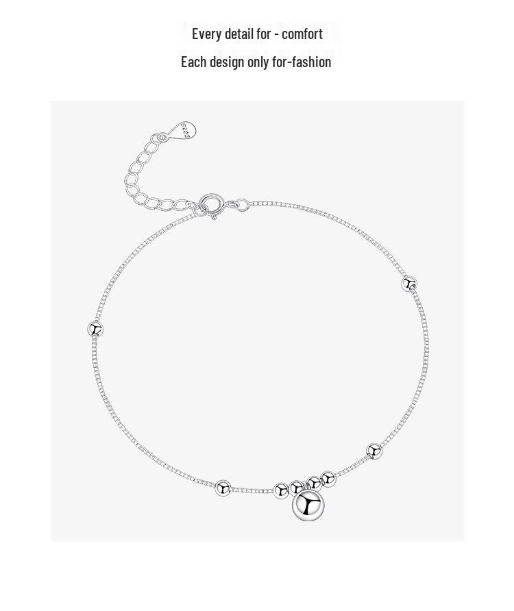 2025 Trendy Women's 925 Sterling Silver Bead Anklet: Summer Fashion Ankle Chain Jewelry