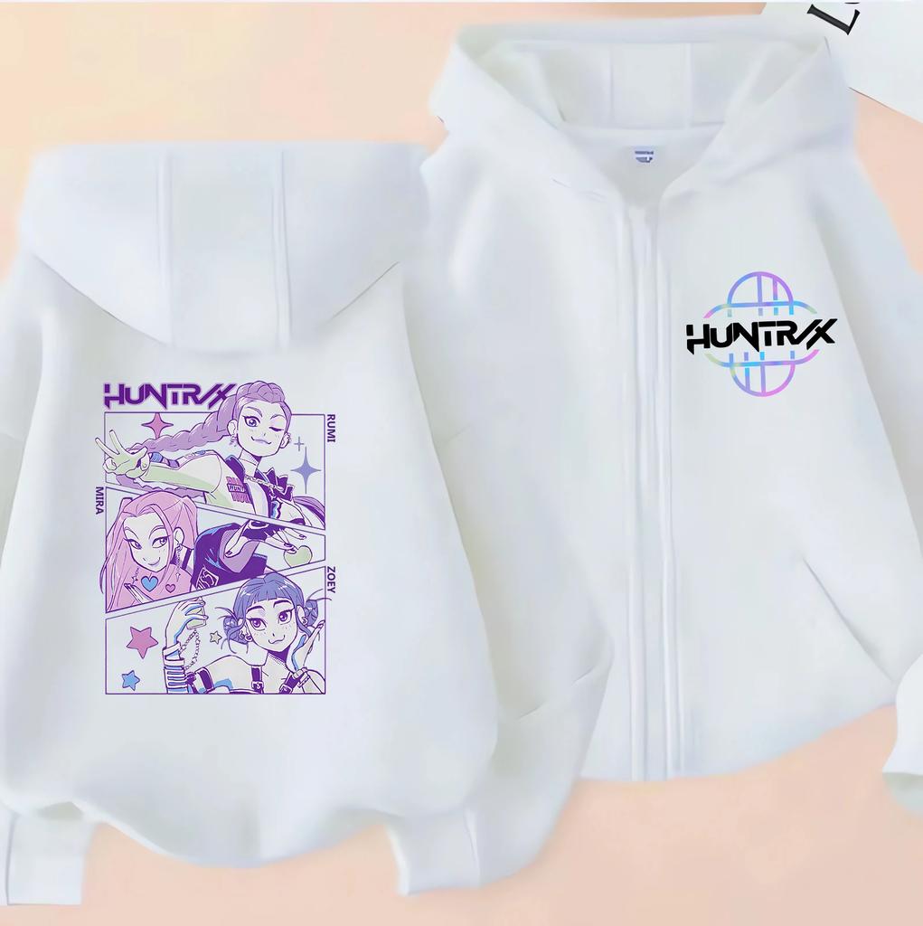 Hoodies Sweatshirts Girls Zip Sweatshirt Children's Clothing Cartoon Print Hoodie Casual Top