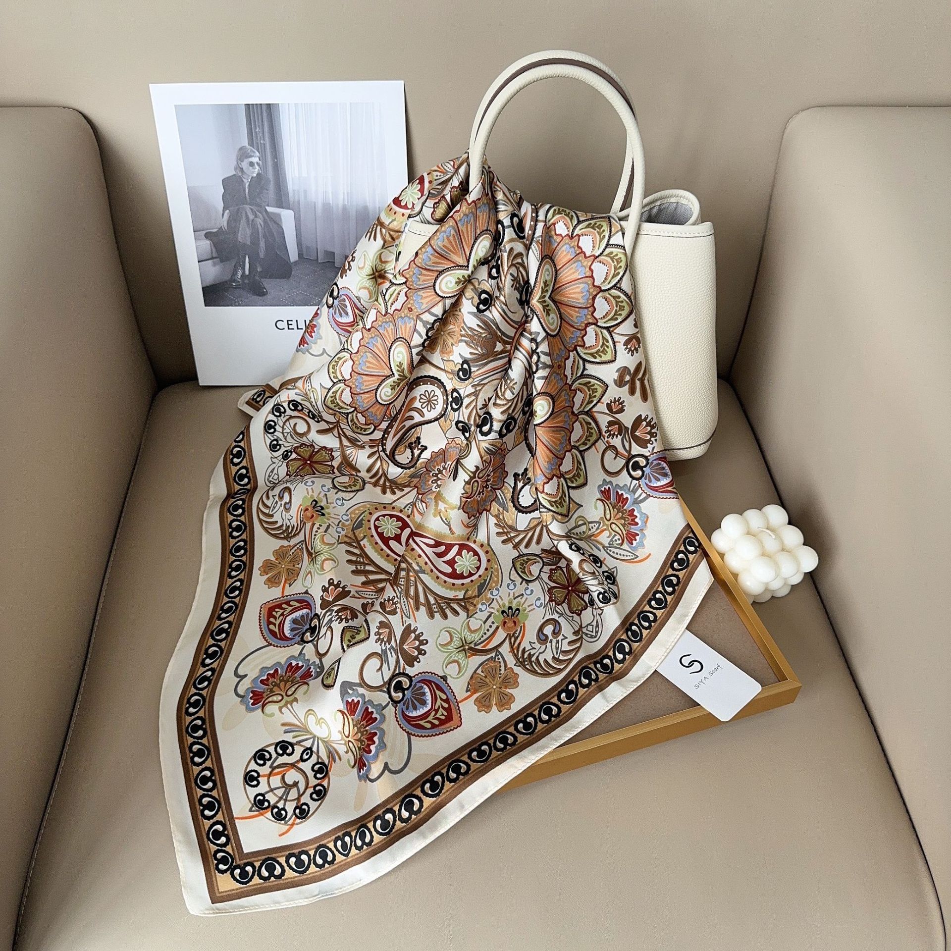 

Summer new printed small square scarf women s shirt fashionable versatile scarf decorative imitation silk scarf 70*70cm