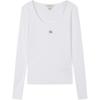 Logo U-Neck Slim Fit Long Sleeve T-Shirt Women Tops 47D218G-YAA