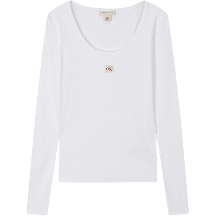 Calvin Klein Logo U-Neck Slim Fit Long Sleeve T-Shirt Women Tops 47D218G-YAA
