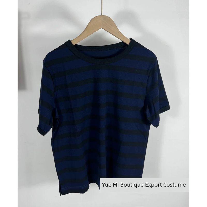 

MH Женская нишевая свободная удобная футболка с коротким рукавом Blue Stripe S