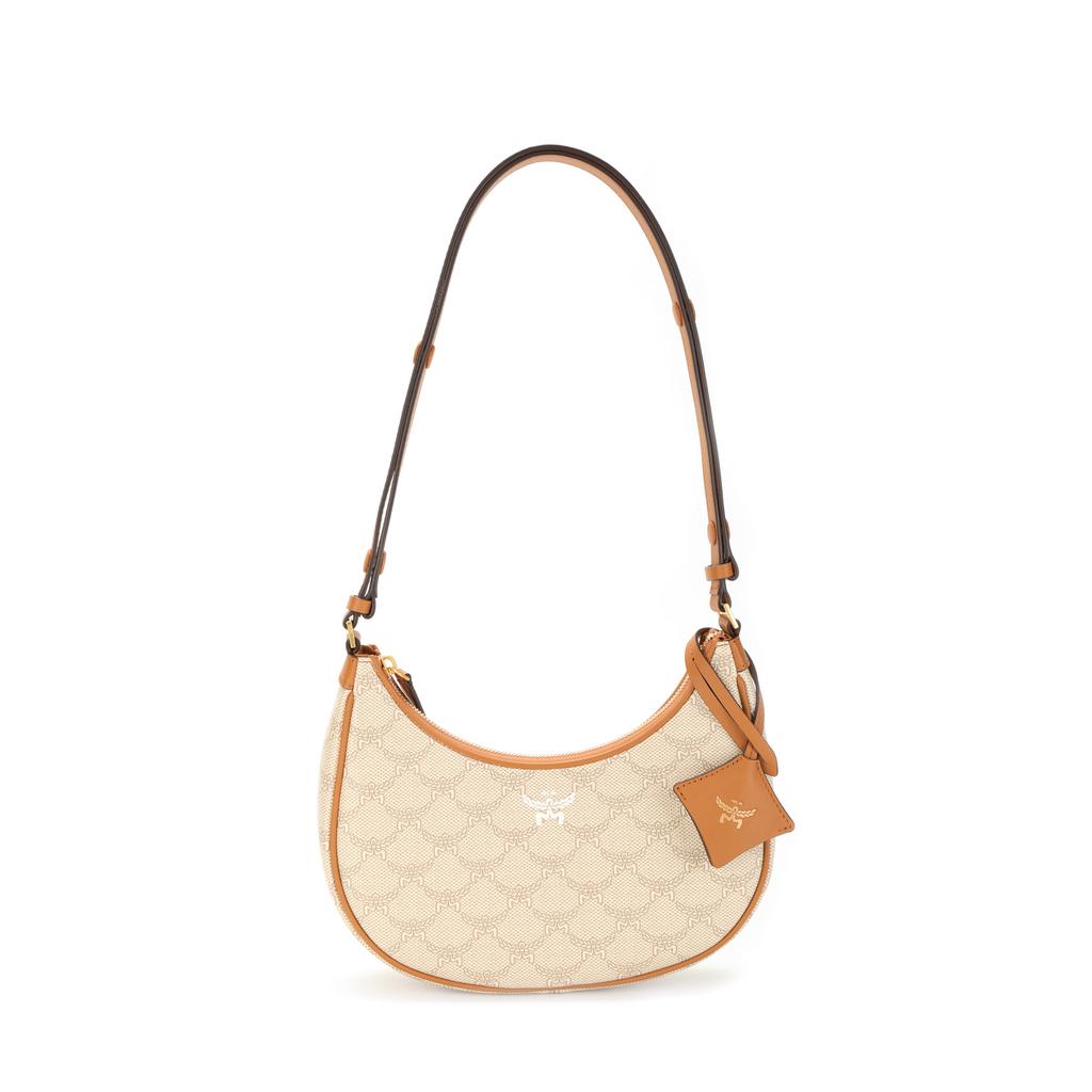 New MCM Himmel Canvas Shoulder Bag, Crossbody Bag Trumpets Women's Beige & Brown MWHFSAC02I9001