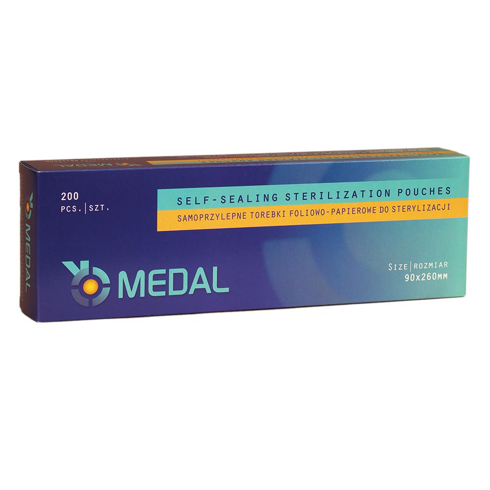 Self-Adhesive Sterilization Bags 90mm x 260mm Flat, Paper-Foil 200pcs