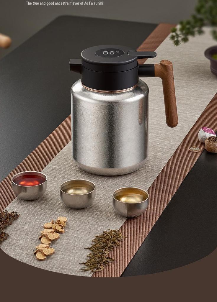 Titanium Smart Temperature Display Insulated Kettle - Large Capacity, Home Use, High-End Stew Pot for Health & Tea Stewing