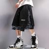 Pantaloni scurți de vară pentru bărbați, croială largă, modă, patchwork, cu nasturi