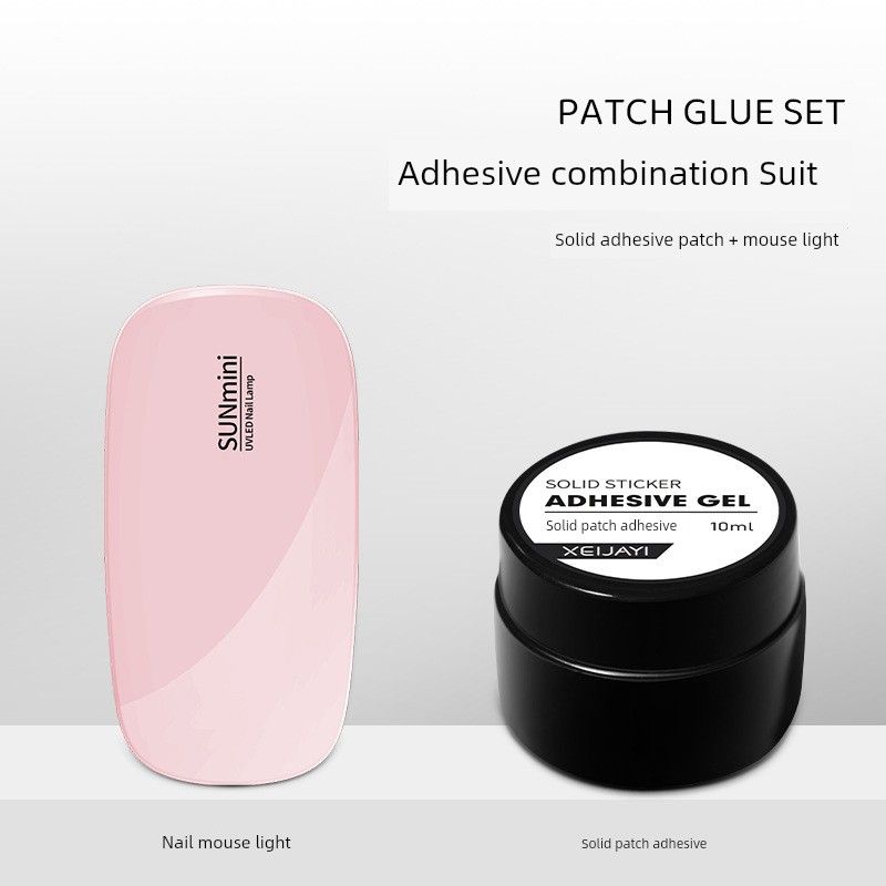 

Wear Nail Special Solid Glue Manicure Nail Tip Extension Nail Tip Adhesive Lasting Firm Stick-on Crystals Odorless Flat 10ml_solid patch glue + pink mouse light