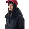 Anta Letter Zipper Hooded Comfortable Breathable Versatile Casual Long Down Jacket Women outerwear Basic-Black 962448902-4