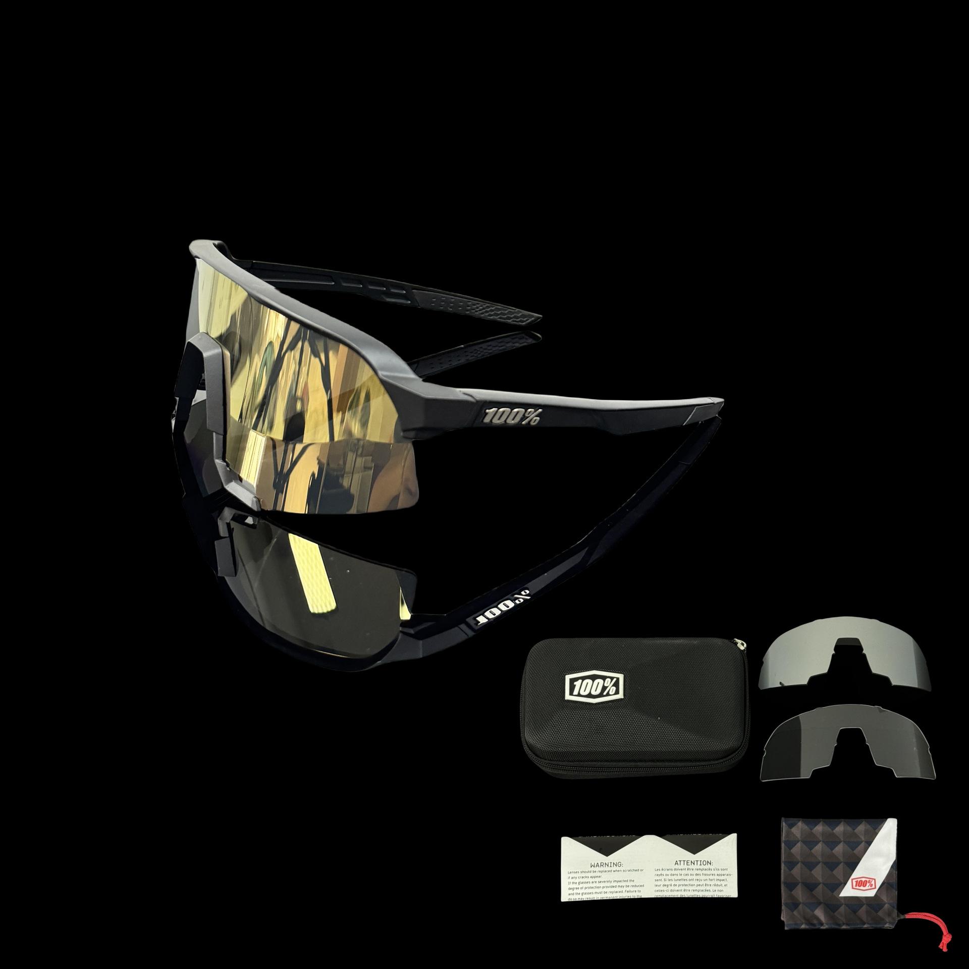 

Directly supplied high-quality professional cycling glasses for outdoor sports with three-lens set Black Frame K Gold-plated