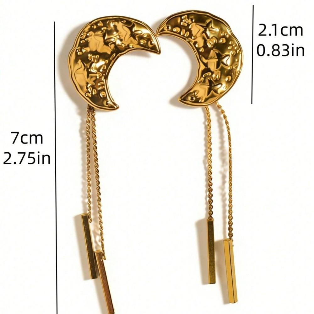 Drop Style Tassel Earrings Stainless Steel Star Moon Earrings Drop Earrings Jewelry Accessories