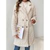Women Solid Cable Knit Double Fleece Long Casual Button Cardigan Coat